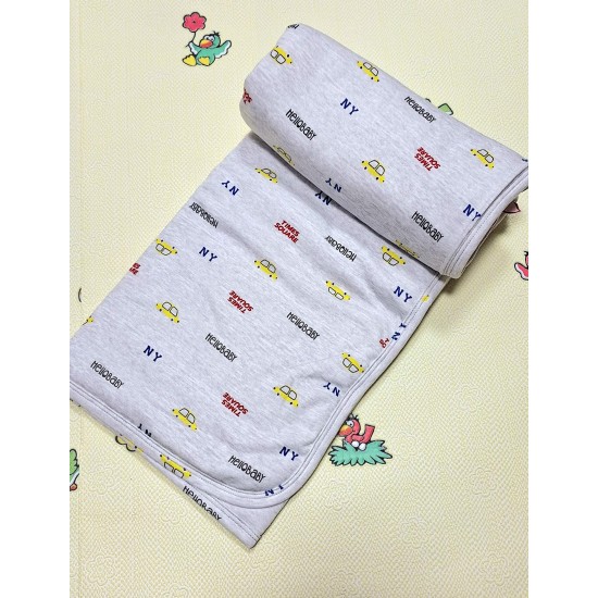 Ватирана бебешка пелена/одеяло в сиво с колички