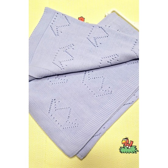 Бебешко плетено одеяло в синьо Коронки Бебешко плетено одеяло в синьо Коронки