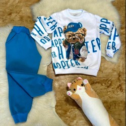 Луксозен ватиран детски комплект  Мечо с шапка