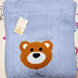 Луксозно зимно бебешко пухкаво одеяло в синьо  Мечо