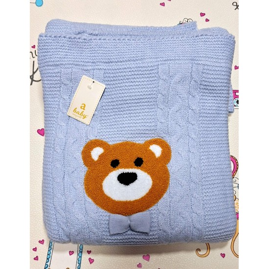 Луксозно зимно бебешко пухкаво одеяло в синьо ,,Мечо