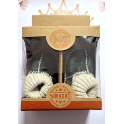 Бебешки буйки от естествена кожа и пухкава подплата в графит