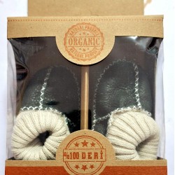 Бебешки буйки от естествена кожа и пухкава подплата в графит