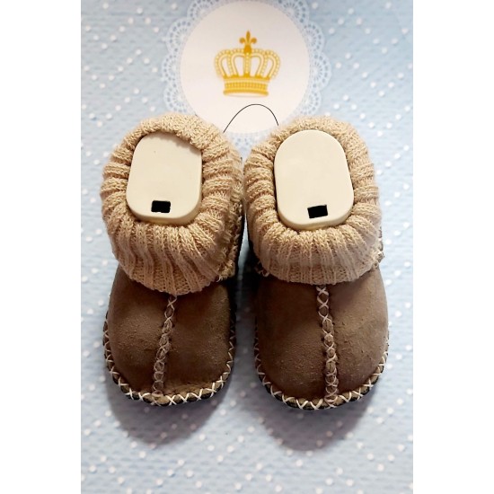 Бебешки буйки в графитено кафяво с пухкава подплата