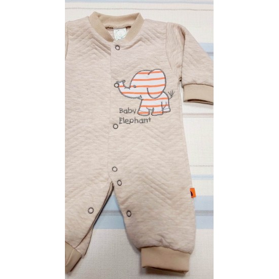 Бежов бебешки гащеризон с лека вата Слонче Бежов бебешки гащеризон с лека вата Слонче