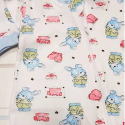 Бебешки леко ватиран гащеризон  Зайчета