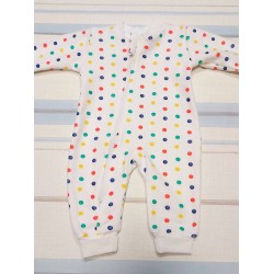 Бебешки леко ватиран гащеризон в бяло на точки