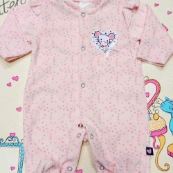 Бебешки плътен гащеризон в розово  Мишленце