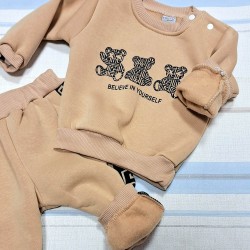 Бебешки ватиран комплект в бежово  Трите мечета