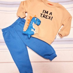 Детски ватиран комплект в синьо и бежово Рекси Детски ватиран комплект в синьо и бежово Рекси