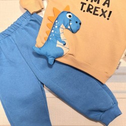 Детски ватиран комплект в синьо и бежово Рекси Детски ватиран комплект в синьо и бежово Рекси