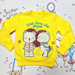 Детска леко ватирана блуза в жълто  Меченца