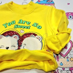 Детска леко ватирана блуза в жълто  Меченца