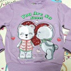 Детска леко ватирана блуза в лилаво  Меченца