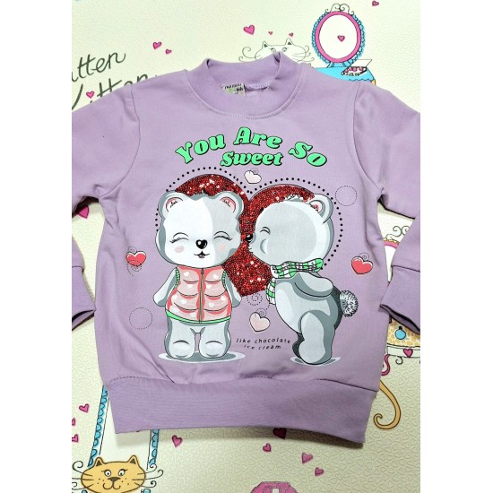 Детска леко ватирана блуза в лилаво Меченца Детска леко ватирана блуза в лилаво Меченца