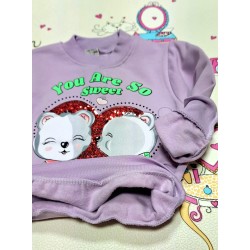 Детска леко ватирана блуза в лилаво  Меченца