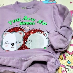 Детска леко ватирана блуза в лилаво Меченца Детска леко ватирана блуза в лилаво Меченца