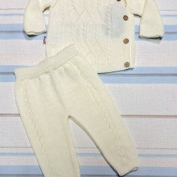 Бебешки комплект от фино плетиво в бяло Бебешки комплект от фино плетиво в бяло