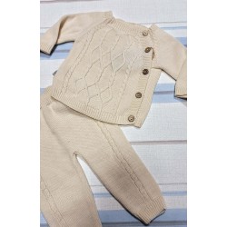 Бебешки комплект от фино плетиво в бежово