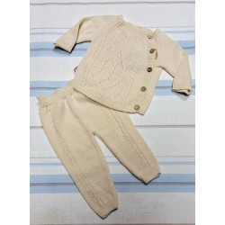 Бебешки комплект от фино плетиво в бежово