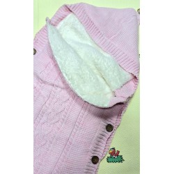 Бебешко порт бебе с качулка и подплата в розово