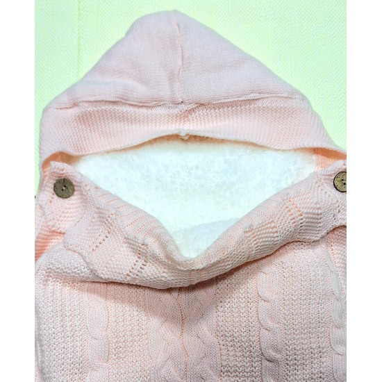 Бебешко порт бебе с качулка с подплата в бледо розово