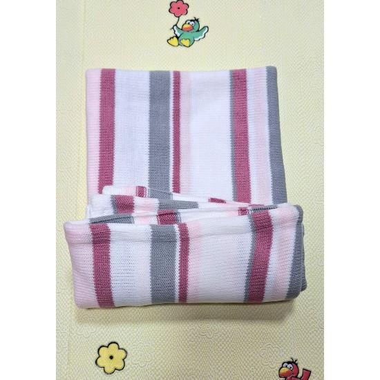 Бебешко плетено одеяло в розово бяло и сиво