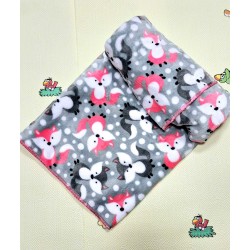 Меко бебешко одеяло в сиво и розово Лисички Меко бебешко одеяло в сиво и розово Лисички