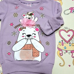 Детска леко ватирана блуза в лилаво  Мечета