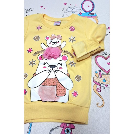 Детска леко ватирана блуза в жълто Мечета Детска леко ватирана блуза в жълто Мечета