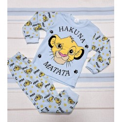 Детска памучна пижама в синьо  Цар лъв