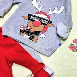 Детски Коледен ватиран комплект  Еленчо