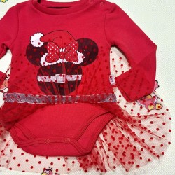 Коледна бебешка боди рокля с тюл Мини Коледна бебешка боди рокля с тюл Мини