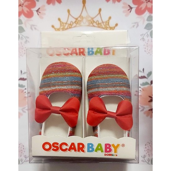 Бебешки буйки в червено райе с червена панделка  Пепеляшка