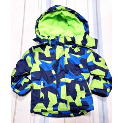 Детско зимно шушляково яке в синьо и зелено непромокаемо Детско зимно шушляково яке в синьо и зелено непромокаемо