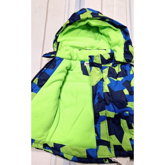 Детско зимно шушляково яке в синьо и зелено непромокаемо Детско зимно шушляково яке в синьо и зелено непромокаемо