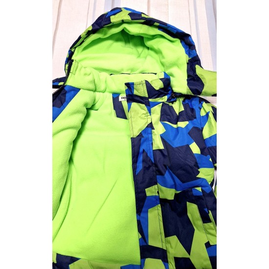 Детско зимно шушляково яке в синьо и зелено непромокаемо Детско зимно шушляково яке в синьо и зелено непромокаемо