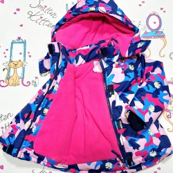Детско зимно шушляково яке в синьо и розово с качулка непромокаемо Детско зимно шушляково яке в синьо и розово с качулка непромокаемо