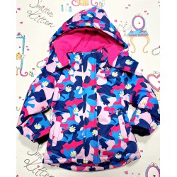 Детско зимно шушляково яке в синьо и розово с качулка непромокаемо Детско зимно шушляково яке в синьо и розово с качулка непромокаемо