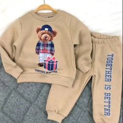 Ватиран детски комплект в бежово кафяво  Мече с подарък