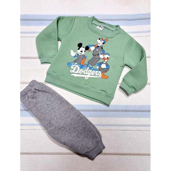 Детски ватиран комплект в зелено и сиво  Мики Доджър