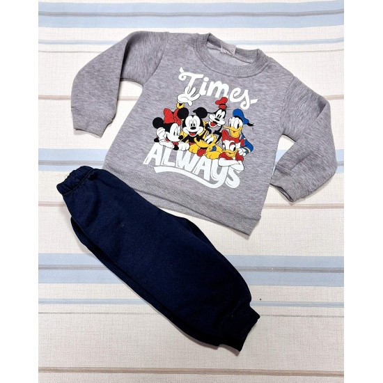Детски ватиран комплект в сиво и синьо Мики с приятели Детски ватиран комплект в сиво и синьо Мики с приятели