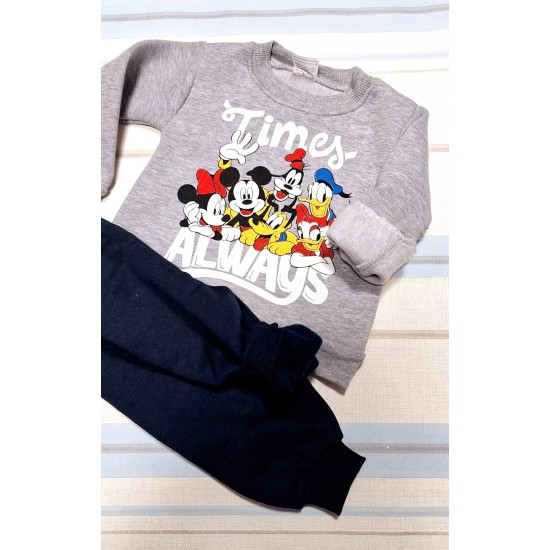 Детски ватиран комплект в сиво и синьо Мики с приятели Детски ватиран комплект в сиво и синьо Мики с приятели