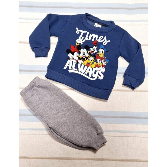 Детски ватиран комплект в тъмносиньо и сиво  Мики и приятели