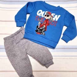 Детски ватиран комплект в синьо и сиво Бъгс Бъни с китара Детски ватиран комплект в синьо и сиво Бъгс Бъни с китара