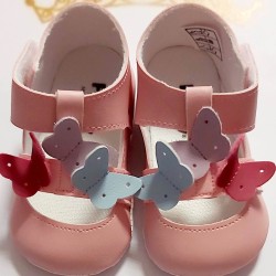 Бебешки летни буйки/сандали в светло розово  Пеперуди