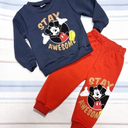 Детски ватиран комплект в тъмносиньо и червено с Мики Маус