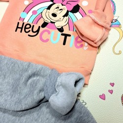 Детски ватиран комплект в прасковено розово с Мини Маус Детски ватиран комплект в прасковено розово с Мини Маус