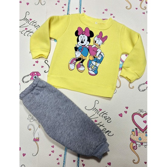 Детски ватиран комплект с жълта блуза  Мини и Дейзи