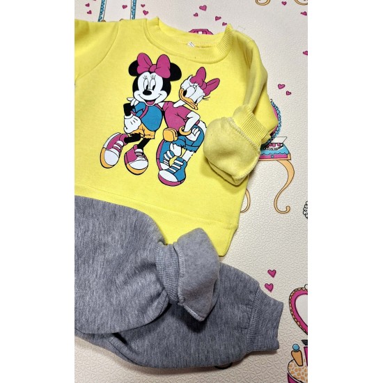 Детски ватиран комплект с жълта блуза  Мини и Дейзи